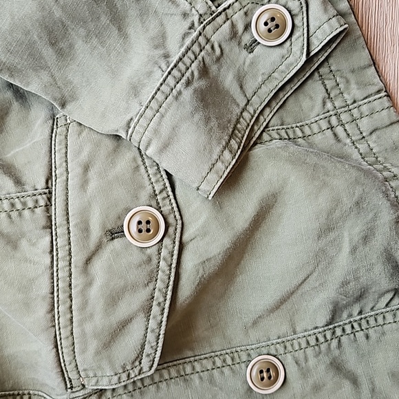 By Anthropologie Green Marley Linen Blend Oversized Utility Jacket S - Picture 7 of 9